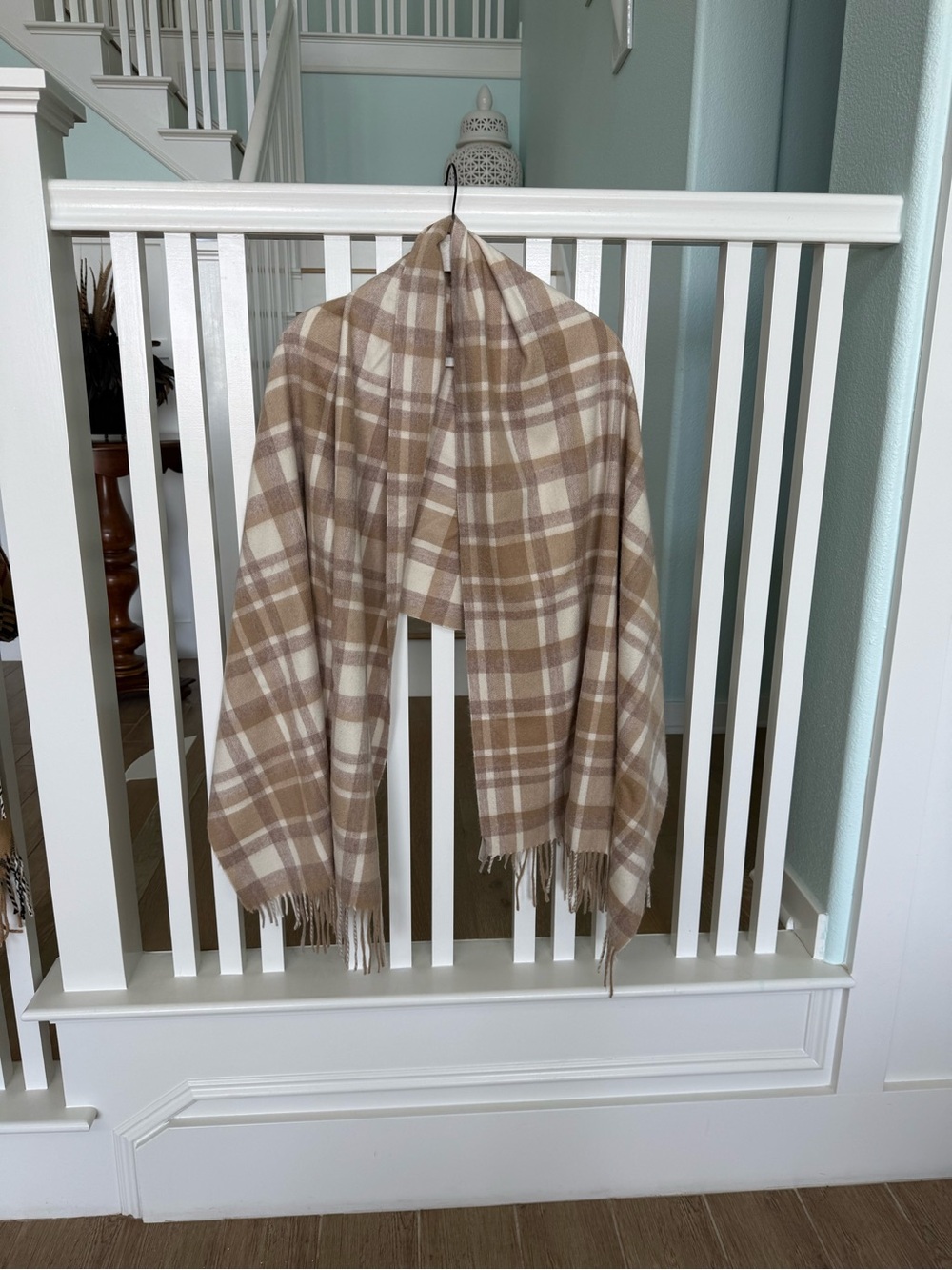 Beige plaid scarf . Very soft-never worn
